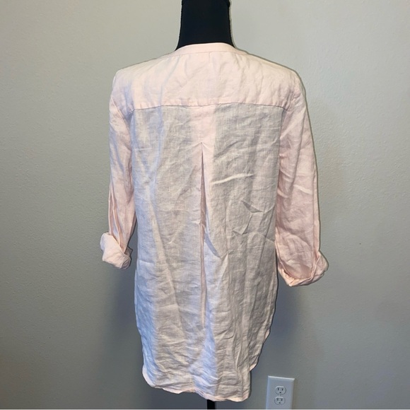 Sundance 100% Linen Long Sleeve Pink Button Front Top Boho Casual Tunic Small - Picture 3 of 9